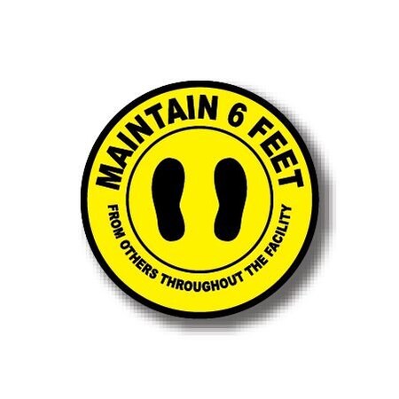 Ergomat 4in CIRCLE SIGNS Maintain 6 Feet From Others Throughout The Facility DSV-SIGN 16 #6192 -UEN